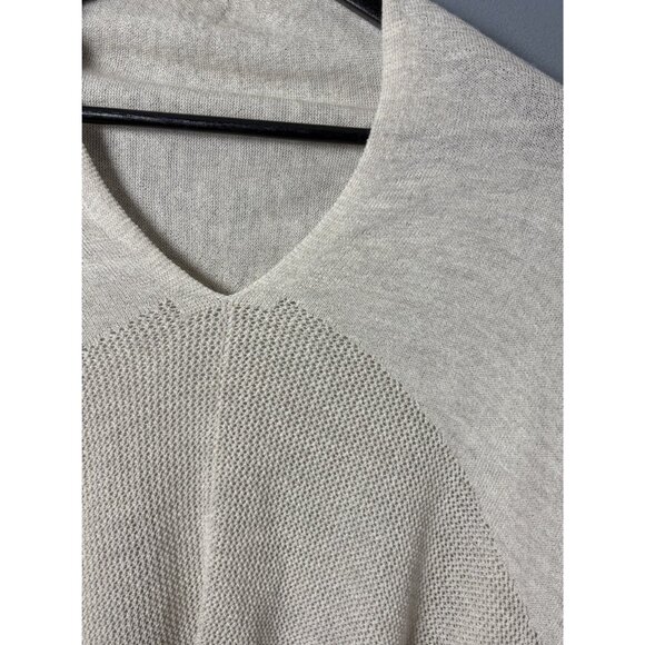 EILEEN FISHER Womens OS Beige Sweater Knit V-Neck Poncho Cape Lagenlook - Picture 2 of 6